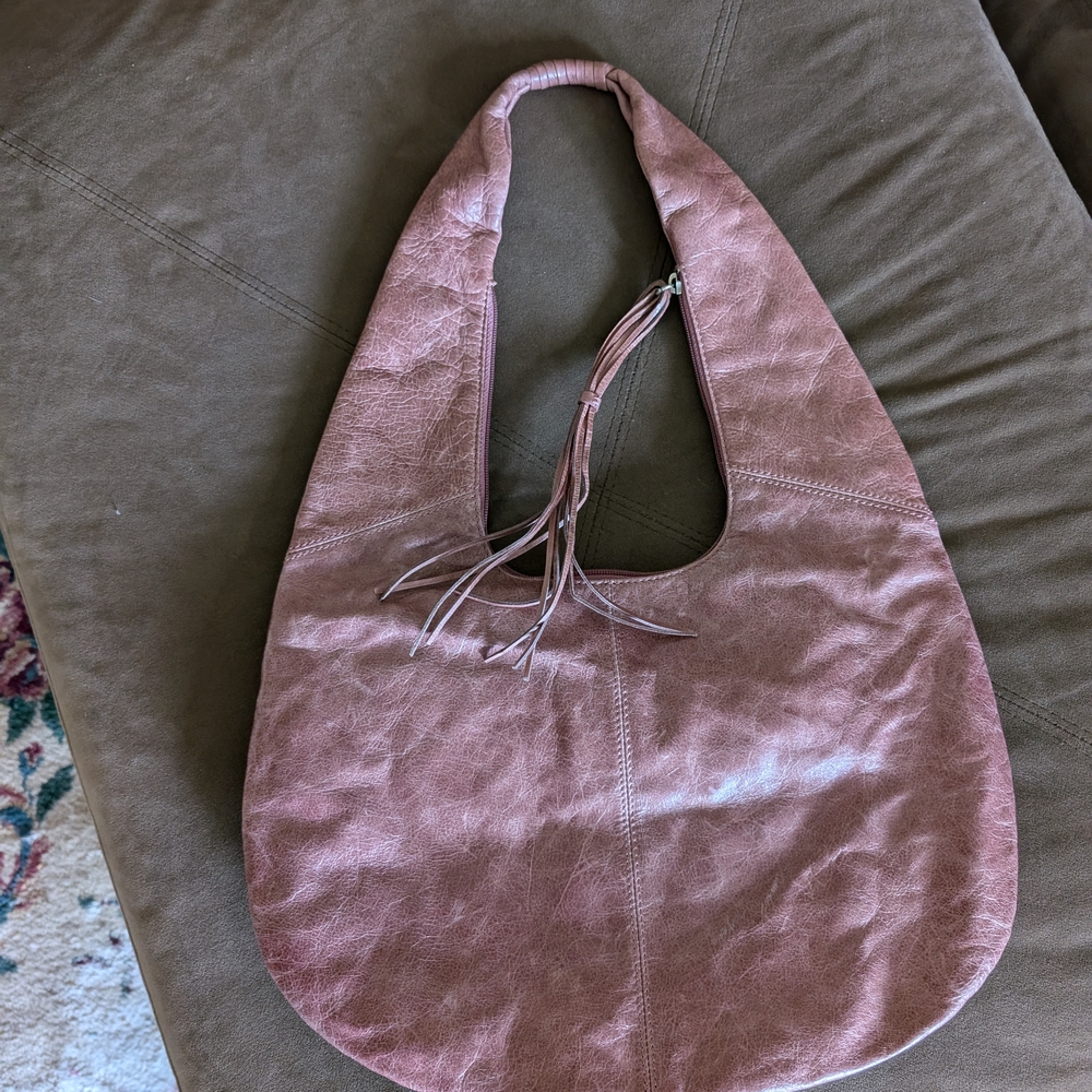 Wilsons Leather Pink Hobo Bag with Velvet Finish